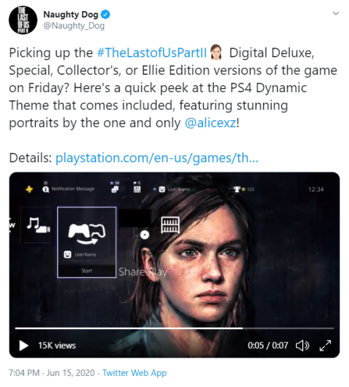 A preview of the PS4 Dynamic Theme coming Friday with Digital Deluxe, Special, Collector or Ellie Ed