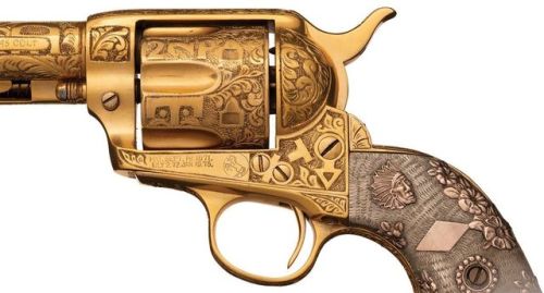 Gold plated Colt First Generation Colt Single Action Army revolver with Cole Agee Cattle Brand Patte