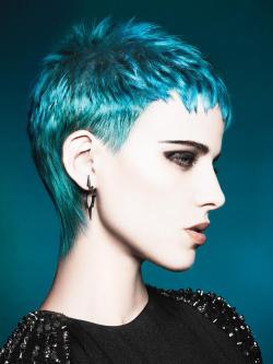 fyhaircolors:  Turquoise/teal pixie cut