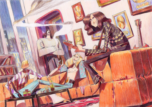 rouaroua: My Led Zeppelin illustration for the incredibly amazing artbook Rock Motel, go check it o