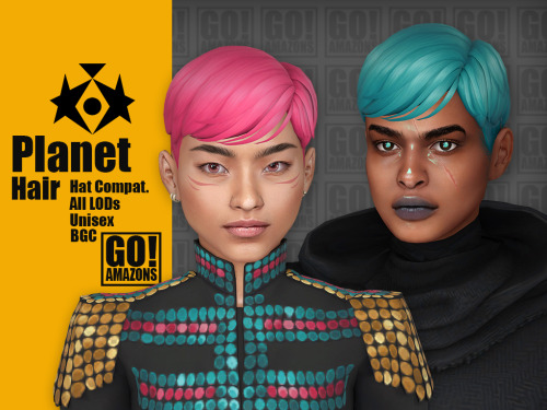 Planet Hair >Base game compatible unisex hairstyle>Hat compatible>From Teen to Elder>32 