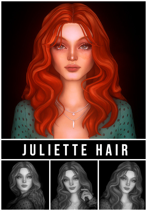 kamiiri: Juliette Hair!I actually can’t stop making hair it’s so funBGCAll EA colors plus one of my 