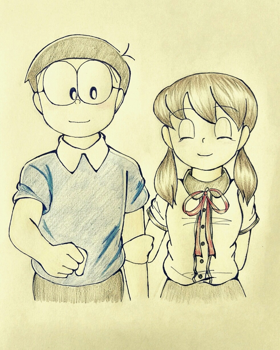 Nobita Drawing, Shizuka Drawing, wedding drawing /Nobita and shizuka Indian  version - YouTube