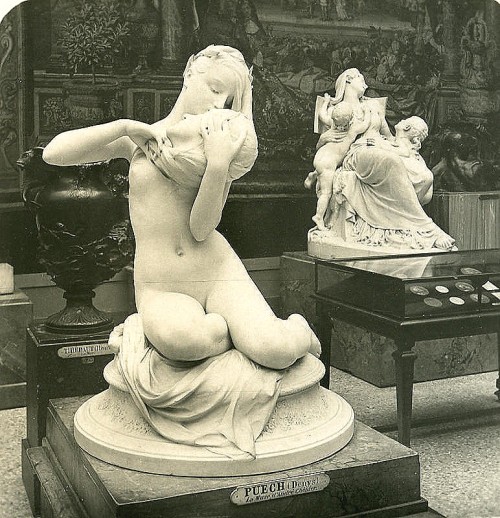 Denys Puech (1854 - 1942) “La Muse D'Andre Chenier”  Paris Museum Luxembourg  Old NPG Stereo Photo c