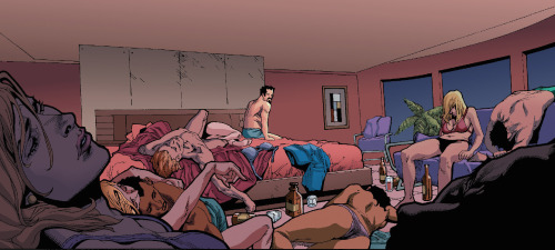 Citywide Booty Call!Champagne Swimming Pool!Playing for Both/All Teams!from Superior Iron Man #8I’m a bit sad that we might just have one more issue of this magnificence, but as a wise android once said:“A thing isn’t beautiful because it lasts.”With