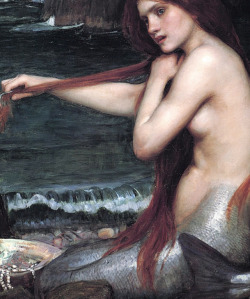 pintordepalabras: detailsofpaintings:  John William Waterhouse, A Mermaid (detail) 1901   Sirena, mi sirena 