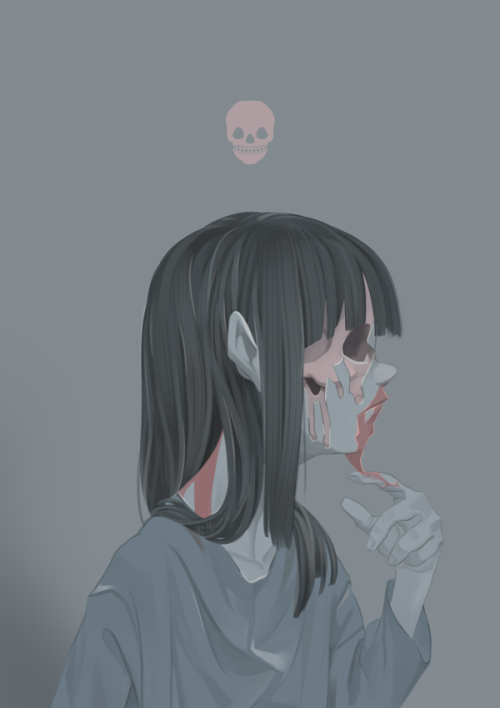 meammy84124:pink skull zombie girl  ☠Oooooohhh~  midterm is coming omg~ *die*