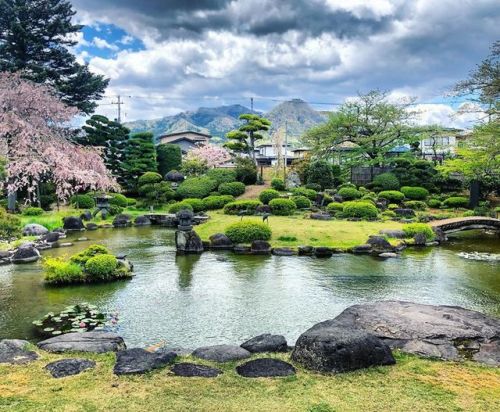 ＼おにわさん更新情報／ ‪[ 山形県上山市 ] 法円寺庭園 Hoen-ji Temple Garden, Kaminoyama, Yamagata の写真・記事を更新しました。 ――枝垂れ桜と三吉山の