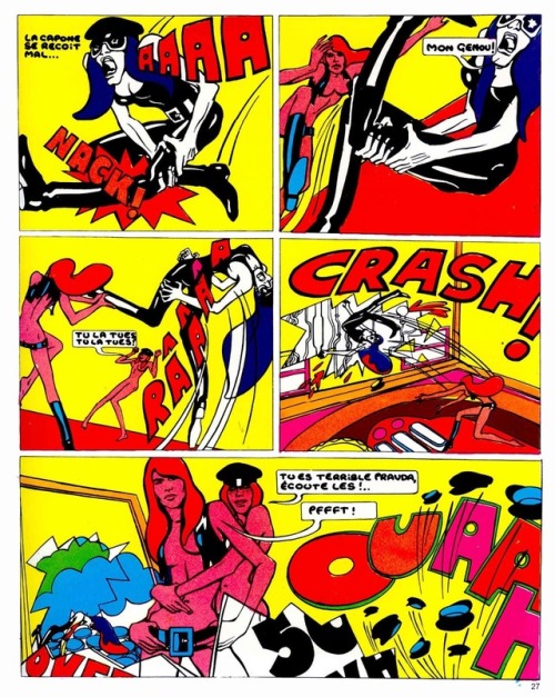 Explosive, erotic pop art comic, Pravda la Survireuse (1967), by Belgian artist, Guy Peellaert.Peell