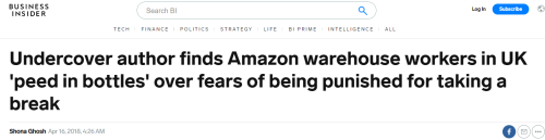 voxmachinavsamazon:caption: Undercover author finds Amazon warehouse workers in UK ‘peed in bottles’