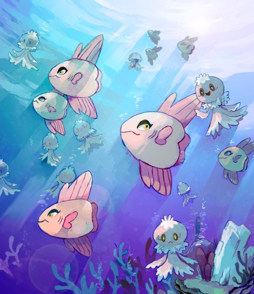 krithidraws:I was a bit stressed and I’ve been hooked on Abyssrium, so here are some ‘mola for you~
