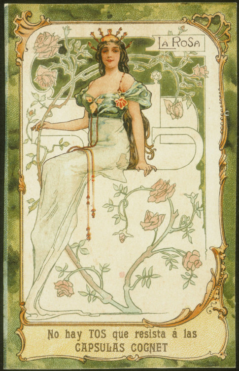 heaveninawildflower: Spanish trade cards with Art Nouveau designs (late 19th century). Artist unknow