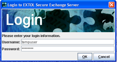 EXTOL Secure (ESX) AS2 login screenshot