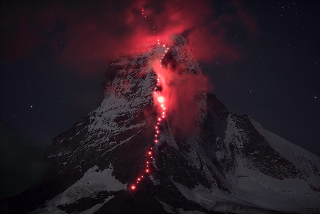 essenceofnxture:  How A Photographer And Team Of Climbers Lit Up The Matterhorn Mountain