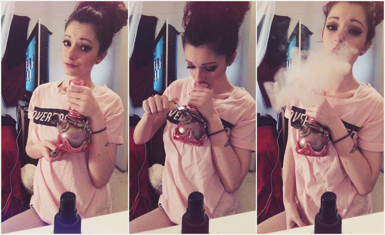 cannabisandcabernet: Wake and bakes ft. my messy bun 🎀💜 