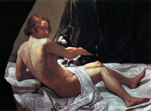 Young Naked Man on a Bed with CatGiovanni Lanfranco (Italian; 1582–1647)ca. 1620–22Oil on canvas© Pr