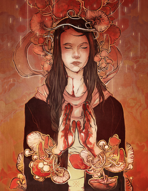 coeykuhn:  “Spores”….oops. I forgot I hadn’t posted this.One of my pieces for the Hannibal Banquet book!!A tribute to Abigail Hobbs <3  I loved you darling girl, I still hope your teacup gets put back together.-COEY!___ 