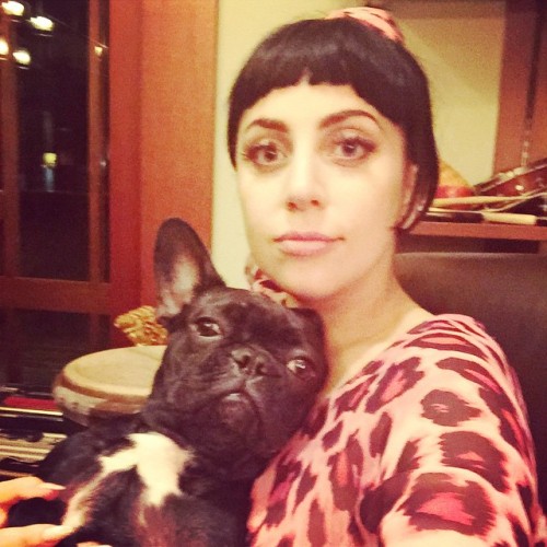 ladyxgaga:  @ladygaga: A music night. I will smile for days and days with piggy writing songs 