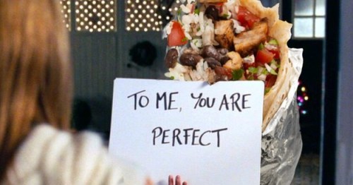 gnumblr:  Classic romance scenes improved with a Chipotle burrito 