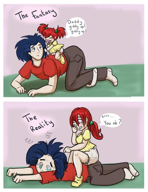 dreamiedaddy:  An adorable but funny picture of a peak into an ab/dl relationship by ToddlerGurl on Twitter.