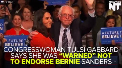 c-bassmeow:  paintmeanewtomorrow:  4mysquad:  Tulsi Gabbard Says She Was “Warned” Not To Endorse Bernie Sanders  “It’s not an oligarchy!”They cry, atop their thrones, looking gleefully down at all the people they’ve bought and sold.  Clinton