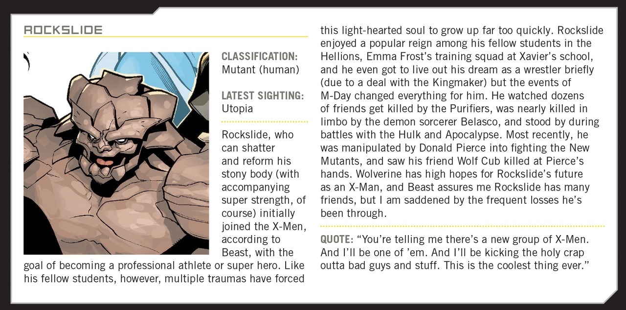 dallasgibson: newx-menfan:  oxymitch:   The New X-Men dossier files according to