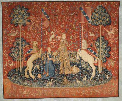 “Lady and unicorn” French tapestry, 1485-1500