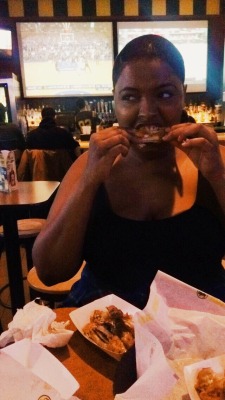 royalblackpirate:  locksandglasses:jawnthebaptiste:Here are two pictures of me eating chicken because that’s when I feel prettiest.YAAASS  trend plz