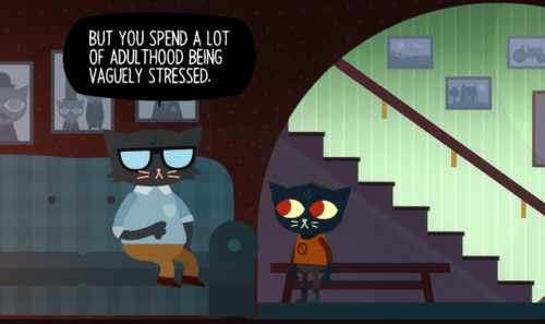 ijustwannabeadragon:Night in the Woods - Mae Borowski & Dad Borowskialittletooreal.png