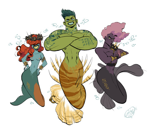 philliplight:  “What’s a shrimp like you doing in our part of the ocean?” Gang of mermaids for #MerM