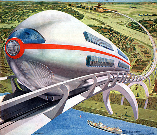 Tomorrow’s railroads in the sky by Ralph Stein from the San Francisco Chronicle, February 3, 1963.