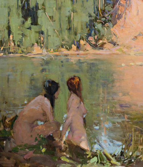 fordarkmornings: Details from The Bathers William Beckworth McInnes (Australian, 1889-1939) Oil on c