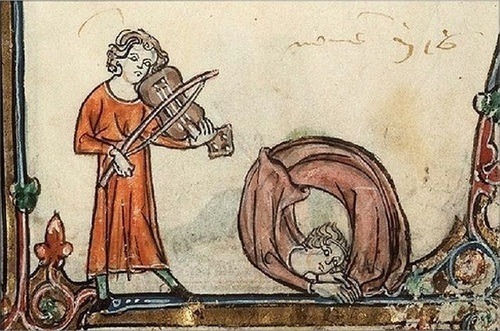 straightgirl:  i love medieval art it’s like  first there’s a bull just shittin on this guy  gremlin dude shooting arrows into a mermaids ass ok  someone fuckin boneless dancing to this hot violin song what  my favorite one a bunch of amputees beating