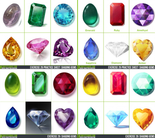 reaill:  retrogradeworks:  conceptcookie:  Exercise 26: Shading Gems ResultsCheck out the results of our Shading Gems exercise here along with the explanation to create your own HERE!  I love this tutorial SO MUCH.  AAAAAAAAH!!!!!! 