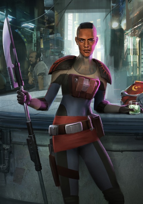 superheroesincolor: Ketsu Onyo  by  Aurore Folny“Ketsu Onyo was a human female Mandalorian fro