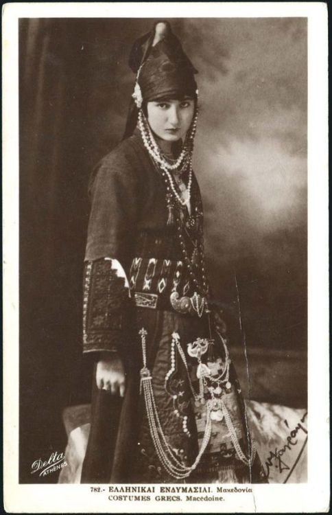 Greek woman in traditional Macedonian attire