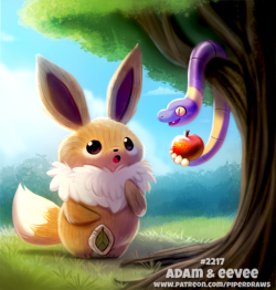 cryptid-creations: Daily Paint 2217. Adam and Eevee Prints available at: http://ForgePublishing.com For full res WIPs, art, videos and more: https://www.patreon.com/piperdraws Twitter  •  Facebook  •  Instagram  •  DeviantART 