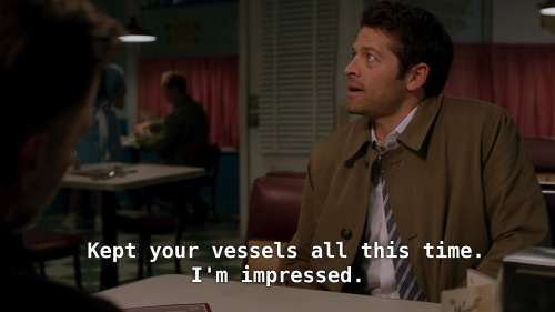 billiewena:[ID: screenshots from spn 12x10: castiel says, “kept your vessels all this time, I’m impr