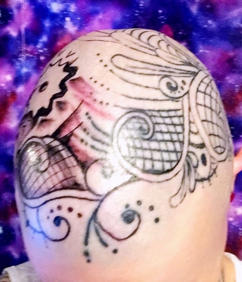 Had more work done on my head tattoo and had a small section of shading started. I still need more c