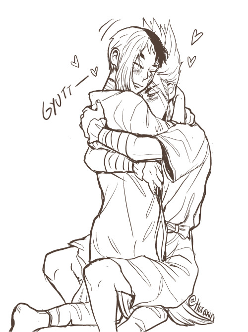 tloraxin: SenGen hugging~ ( ノ´∀`)ノ.+° Senku was never big on touching, but one day he’s being upset 