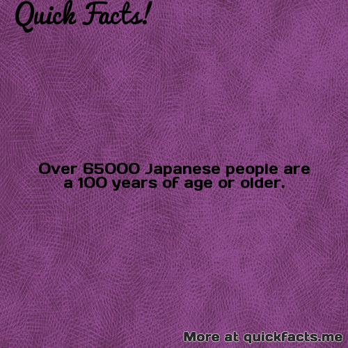 dailycoolfacts:  Quick Fact: Over 65000 Japanese people are a 100 years of age…