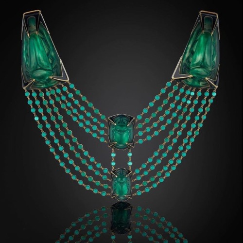 Beetle Necklace, Rene Lalique, Glass, gold, enamel. Paris, circa 1900. http://www.wartski.com/collec