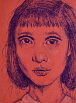 circusbandit:  Ballpoint pen portraits on canvas.The first one is of Yuka Mannami and I can’t find the other refrence photos!! Oh no !! :( 