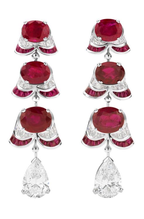 Bulgari Diamond & Ruby Cascade Earrings
