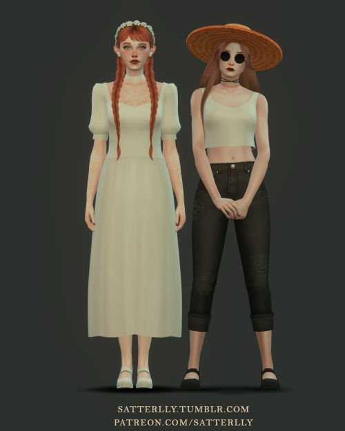 satterlly:Set - TessaNew mesh (EA-mesh edit)Hat + 3 Dresses + 4 Tops + Pants + ShoesDresses: 35 swat