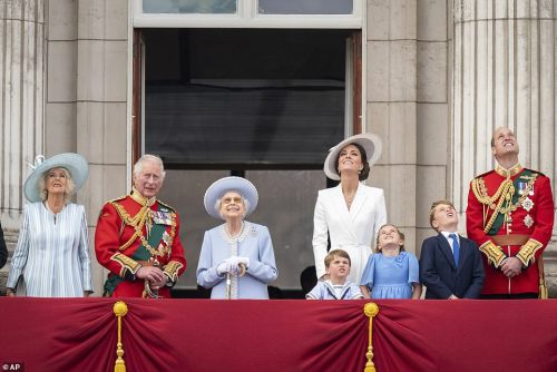 The Duchess of Cornwall, The Duchess of Cambridge, Princess Charlotte, Prince George and Prince Loui