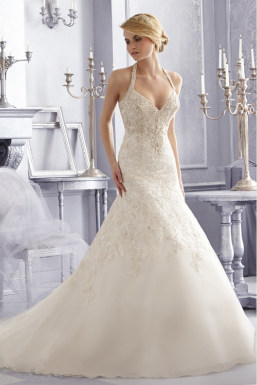 Ivory halter wedding dresses