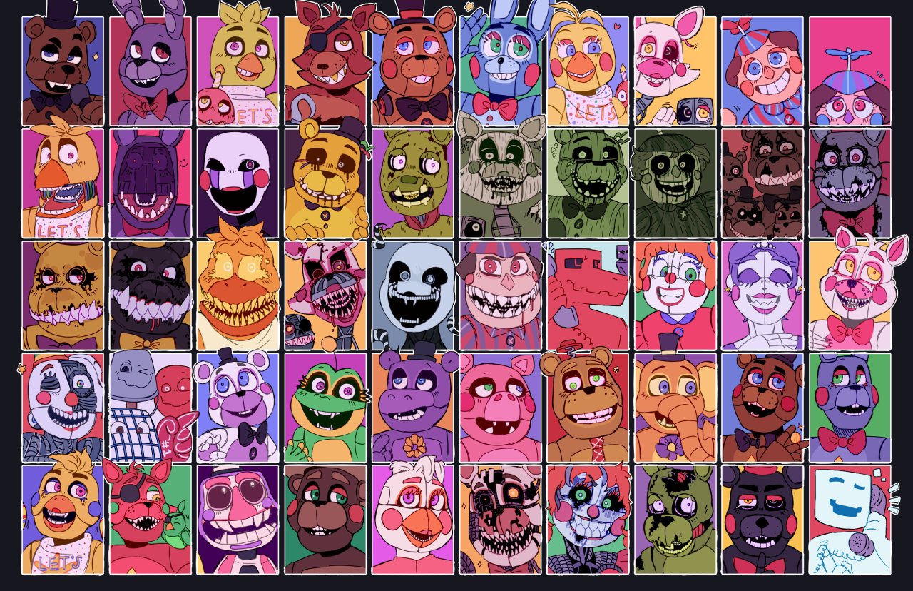 Fnaf UCN redrawing challenge as humans ! by m3l0uche on DeviantArt