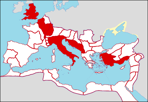 a map of the roman empire after great loss of provinces