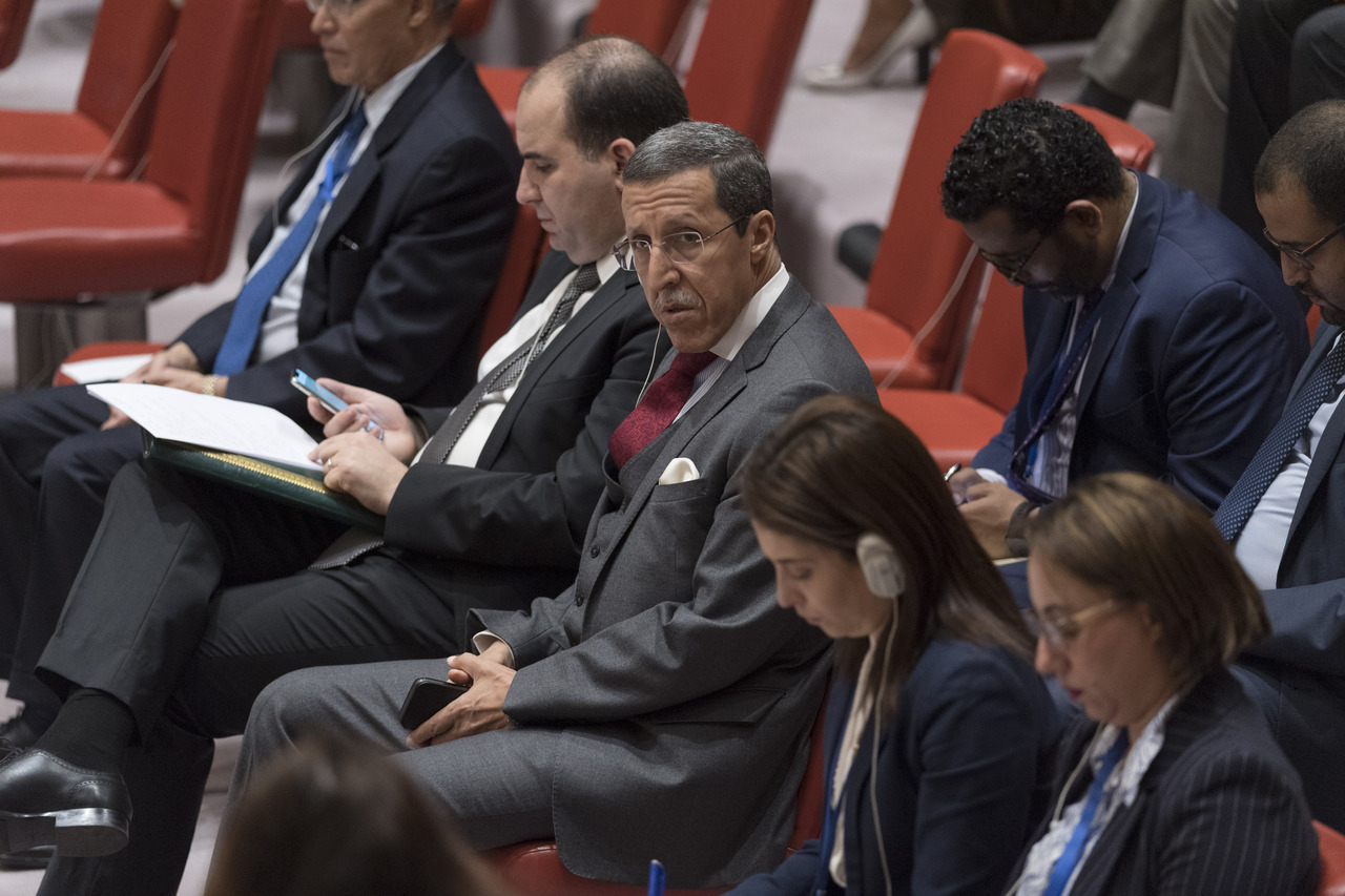 31. okt. Marokkos FN-ambassadør har tilgang til FNs Sikkerhetsråds møter. Det har ikke den saharawiske delegasjonen. Bildet viser avstemningen 31. oktober, foto: UN Photo/Rick Bajornas.
